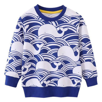 Jumping Meters New Arrival Autumn Boys Girls Sweatshirts Cotton Whale Print Hot Selling Kids Clothes Long Sleeve Sport Shirts