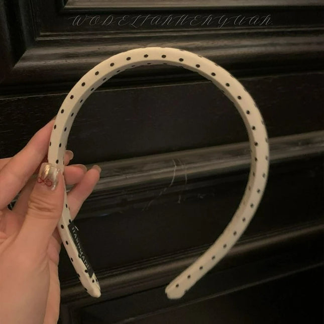 New Simple Elegant Black White Polka Dot Headbands Korean Style Women Classic Narrow-Edge Sponge Versatile Hair Hoops Head Band