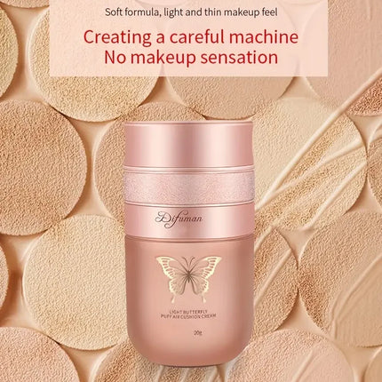 Moisturizing BB Cream with Butterfly Cushion,For all Skin Tones,Light Coverage with Moisturizing Brightening Foundation Makeup