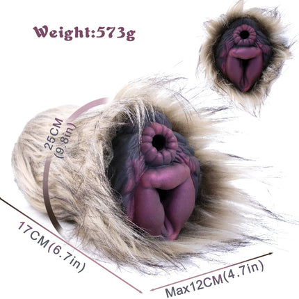 GEEBA Animal Dog-Animal Fur Pocket Pussy Male Masturbator Soft Silicone Dual Vaginas Penis Stroker Massage Sex Toy for Men 18+
