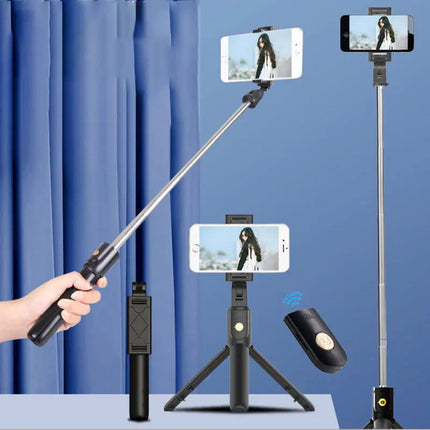 Wireless Bluetooth Selfie Stick Foldable Tripod Portable Cell Phone Extendable Tripods For iPhone Xiaomi Huawei Phone Video Live