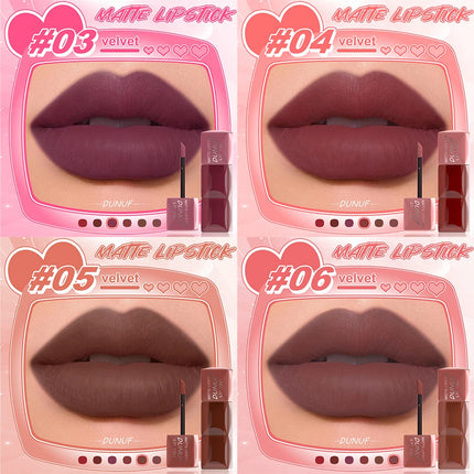 Liquid Velvet Matte Lipstick Long-lasting Waterproof Lip Gloss Lip Glaze Non-Stick Cup Nude Red High Pigment Y2K Christmas Gift