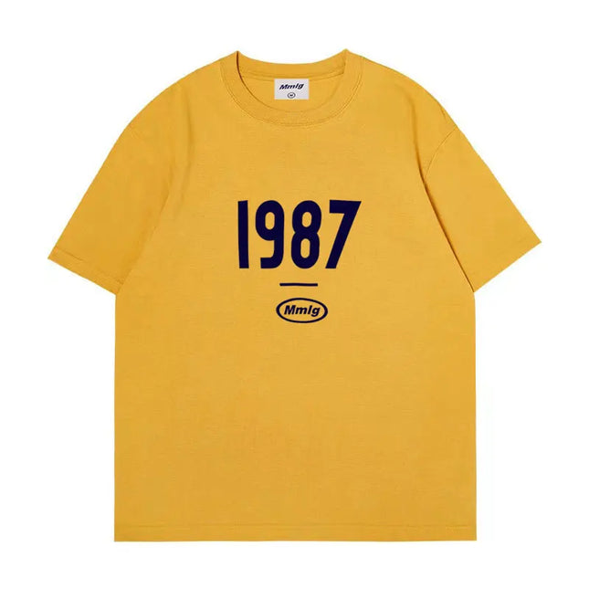 summer new Hot figure Simplicity Numbers 1987 print cotton men's and women's T-shirts Fashion casual shopping shirt short sleeve