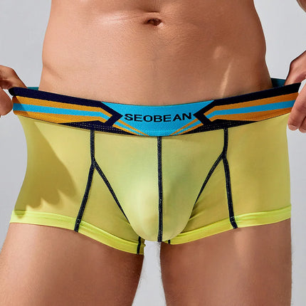 SEOBEAN Men's Sheer Boxer Briefs Nylon Low-Rise Underwear Lightweight Breathable Fashion Stylish Thin See-Through 230215 412114