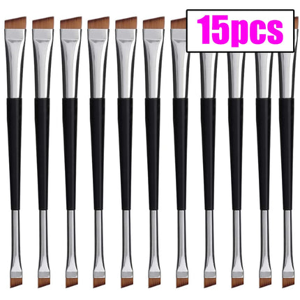 Professional Eyebrow Brush Eyeliner Angled Flat Head Blade Eye Liner Brow Contour Makeup Brushes Double-head Make Up Tools 15pcs