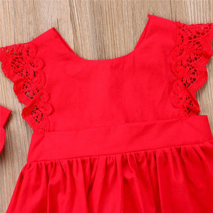 0-24months Baby Girls Clothes Set Floral Dress Lace Bodysuit Sleeveless Romper + Bow Headband infant girls Summer Outfits