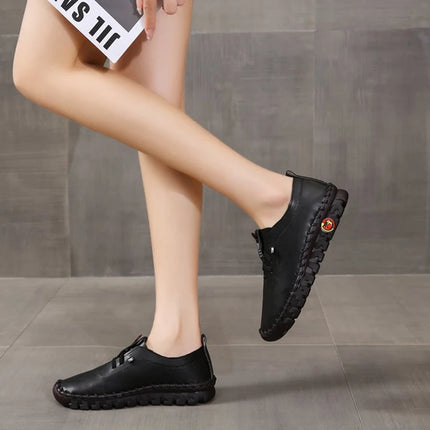 Sneakers Women Shoes Loafers Lace Up Leather Flat New Spring Casual comfortable Mom Shoe Mujer Zapatos Chaussure Femme
