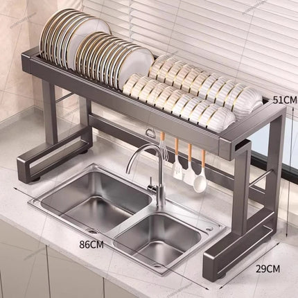 New Dish Drying Rack Kitchen Over The Sink Dish Drain Rack Utensil Holder Sink Stainless Steel Matt Black