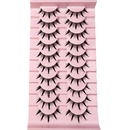 New 14/10/7/5Pairs Manga Lashes Natural Eyelashes Soft Cross Wispy Clear Band False Eyelashes Doll Eyes Lashes Cosplay Extension