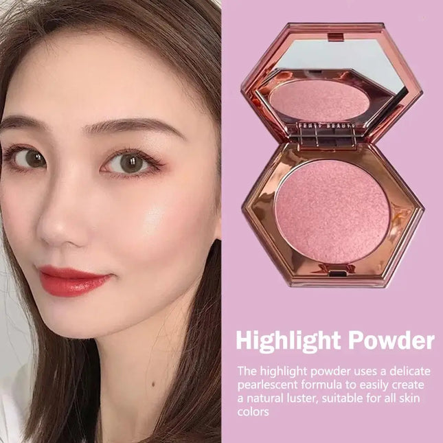 Highlight Powder,Face Highlighter Palette Pink Pearl Shimmer Smooth Baked Powder Face Highlight Contouring Smooth Glitter Powder