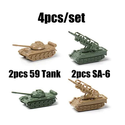 4D 1/144 Tank Infantry Fighting Vehicle Rocket Launcher Finished Model 4pcs/set Miniature Military Model Toy