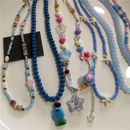 Bohemian Cute Ceramic Fish Acrylic Star Pendant Bead Choker Necklace Beach Summer Charm Y2K Neck Accessories Jewelry For Women