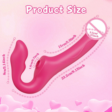 Strapless Strap-On G-Spot Dildo Vibrator Realistic Double-Ended Vibrating Butt Plug Anal Sex Toys for Women Lesbians Couples 18+