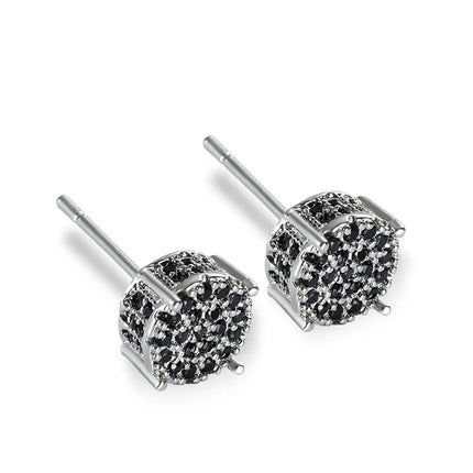 Female Austrian Crystal Round Earring White Gold Yellow Gold Color White Zircon Hip Hop Wedding Stud Earrings For Women Jewelry