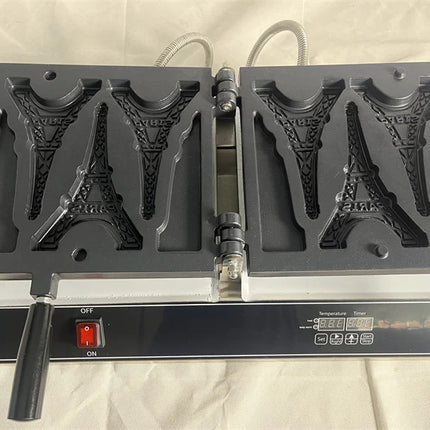 High Quality Tower Shaped Waffle Making Machine Electric Customized Paris Tower Waffle Pancake Maker Baker Snack Equipment