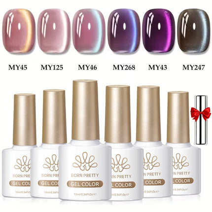 BORN PRETTY Cat Magnetic Moonlight Gel Nail Polish Set 10ml Sparking White Silver Water-light Soak Off UV Gel Nail Art Manicure
