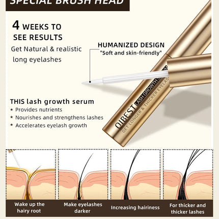 QIBEST Eyelash Growth Serum Natural Ingredients No Irritation Eyebrow Nourishing Enhancer For Longer Thicker Lashes Eyes Makeup