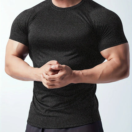 Man T Shirt Men Fitness T-shirt Exercise Short-Sleeved Men's Running Tees Gym Training Stretch Tops Summer Sports Tshirt