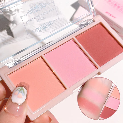 HISYI three-color blush matte natural nude makeup brightens the appearance and brightens the color. Three-color blush plate