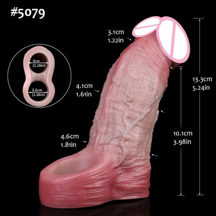 FAAK 10 Mode Remote Control Vibrator Realistic Penis Sleeve Male Sex Toys for Men Penis Enlarger Thicken Dildo Cock Ring
