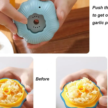 Kitchen Gadgets Cute Household Garlic Shape Plastic Manual Rotary Grinding Garlic Press Mini Chopper For Chili ginger and Garlic
