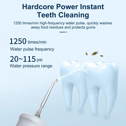 Fairywill Cordless Water Flosser 3 Modes And 2 Replaceable Nozzles 300Ml Detachable Water Tank Ipx7 Waterproof Oral Irrigator