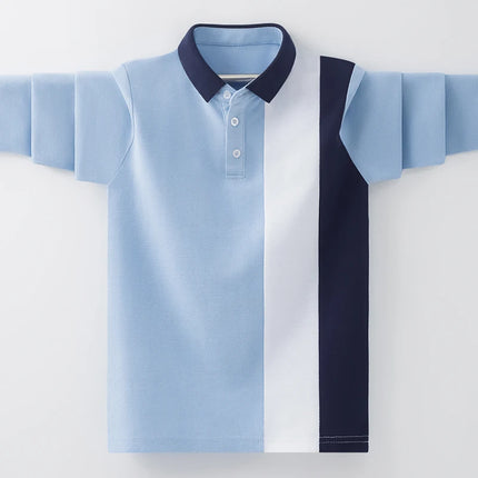 Boys School Uniform Polo Shirt 2024 Spring Autumn Kids Casual Long Sleeve Tops For Teenager Children's 4-15 Years Clothes