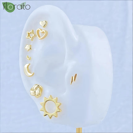 925 Silver Needle Fashion Heart Gold Color Stud Earrings for Women Exquisite Zircon Small Earrings Luxury Ear Piercing Jewelry