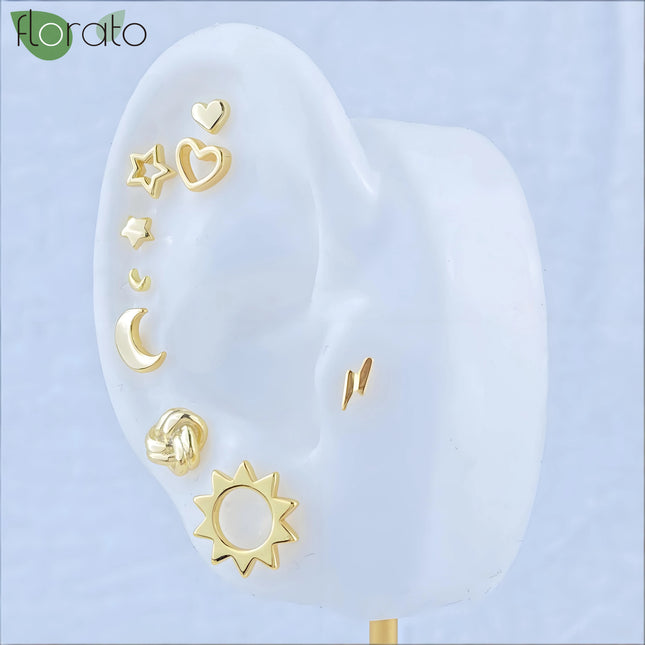 925 Silver Needle Fashion Heart Gold Color Stud Earrings for Women Exquisite Zircon Small Earrings Luxury Ear Piercing Jewelry