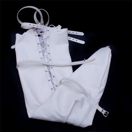 BDSM Mermaid Restraint Bag Leather Straitjacket Fetish Half Body Bondage Legging Binder Slave Ankle Cuff Binding Erotic Sex Tool