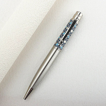 Metal Ballpoint Pen Retractable Signature Pen Crest Style Metal Housing Black Ink Medium Point 0.7mm Smooth Writing