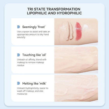Skin-Friendly Moisturizing Makeup Remover Cream, Powerful Makeup Remover and Skin Moisturizer. Two-Step Makeup Removal, Natural