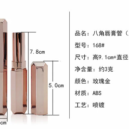 500PCS Octagonal Diamond Lip Balm Tube Empty Lipstick Tube Refillable Lip Gloss Container Lip Wax Tube Cosmetic Packaging Empty