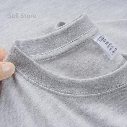 600G Heavy Cotton Short-sleeved T-shirt for Men and Women with The Same Loose Round Neck Simple Navy Blue Bottoming Shirt