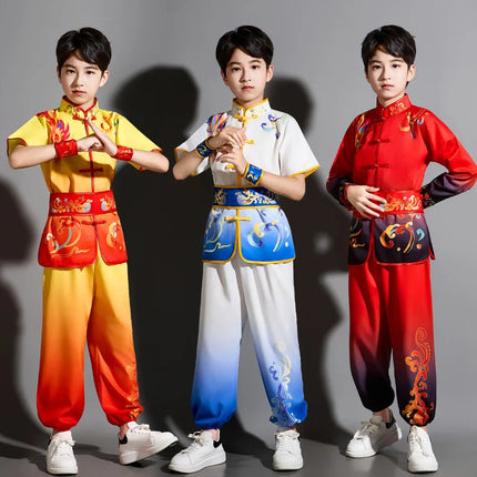 Children Clothing Ethnic Style Chinese Performance Kung Fu Uniform Boy Set Wushu Suit Cosplay Costumes Stage Girl Kids Clothes