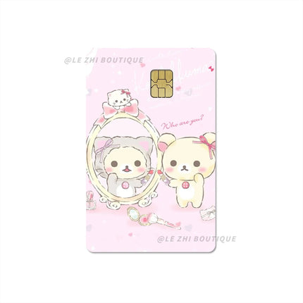 Japan Anime Cute Cartoon Bear Credit Debit Card Sticker Kawaii Bus Pass Diy Waterproof Small Chip Film Sticker Decoration