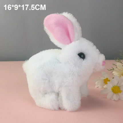 Cute Electric Rabbit Interactive Plush Toys Carrot Bunny Walking Wagging Ears Wagging Tail Stuffed Doll Pe