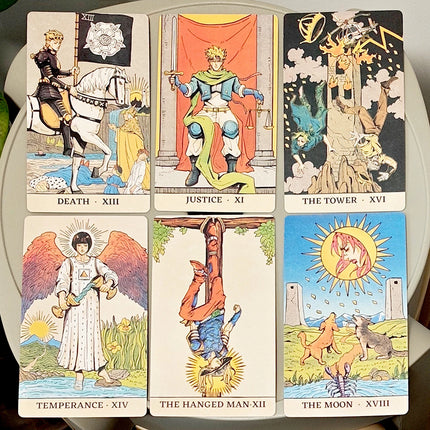 JOJOTarot Cards Deck in Rigid Box, 80 Pcs Double-Sided Embossed Anime Tarot Cards Bizarre Adventure Tarot Deck 12*7cm