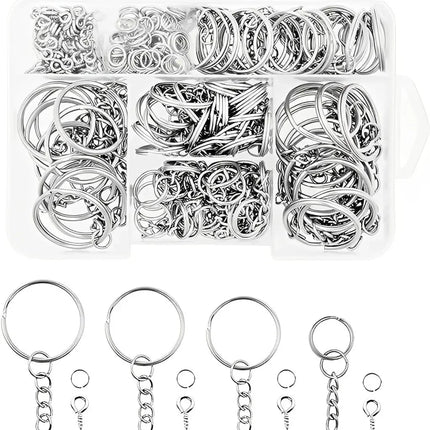 Silver Plated Metal Blank Keyring Keychain Split Ring Keyfob Key Holder Rings Women Men DIY Key Chains Key Ring Accessories