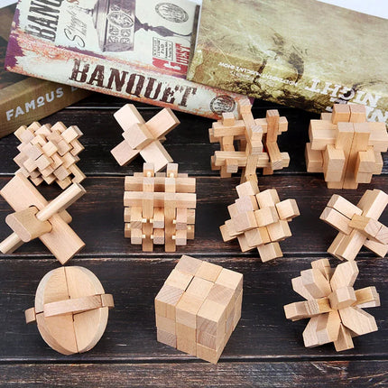 Wooden Luban Lock Unlock Interlocking Puzzle Rompecabezas IQ Test Brain Teaser Game For Adults And Kids Educational Toys