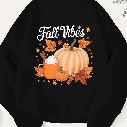 Pumpkin Cinnamon Autumn Printed Christmas Women's Hoodie Autumn Winter Round Neck Creative Top Fashion Pullover Clothing