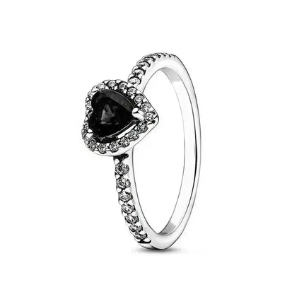 High quality 925 sterling silver adjustable ring, sparkling luxury circular heart-shaped crown crystal ring,women's jewelry gift