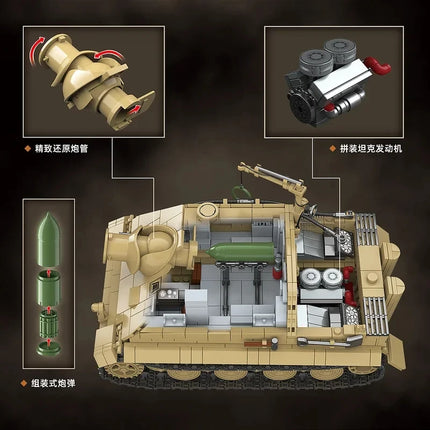 Army Sturmtiger Tank Building Blocks Scene Of Military Weapons Bricks Model Assembly Desk Decoration Toy Gifts 1394PCS