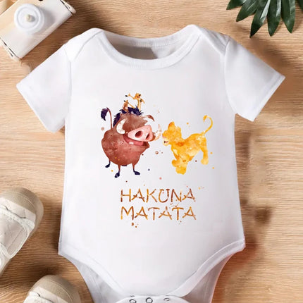 Cartoon HAKUNA MATATA The Lion King Printed Baby Clothes Onesies Funny Infant Bodysuit Short Sleeve Jumpsuit Outfits