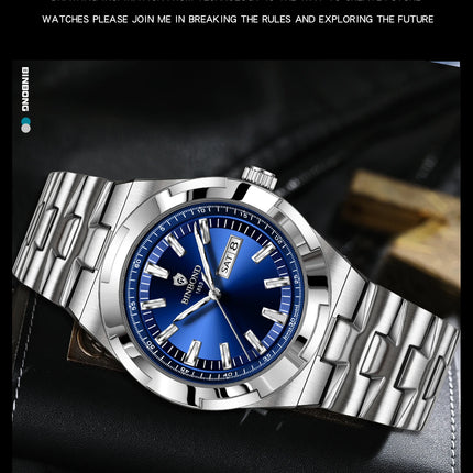 BINBOND New Luxury Quartz Men's Wristwatch Sport Men Watches Waterproof Luminous Date Week Stainless Steel Men's Watch Male Reloj