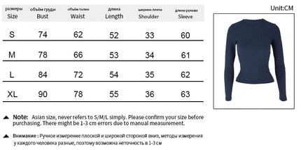 Women's New Autumn T-shirt Streetwear Fashion Long Sleeves O-Neck Solid Sexy Tees Top Elegant Female Casual Slim Knitted Clothing