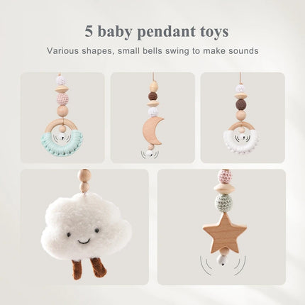 A Baby Play Gym Set Cartoon Cloud Rattle Pendant Baby Room Crib Stroller Decorative Toys Soft Cotton Baby Sensory Toys Baby Gift
