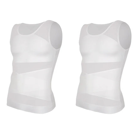 Compression Shirt for Men Slimming Undershirt Body Shaper Tank Top Gynecomastia Sleeveless Shapewear Vest Mesh Cross Suit 3XL