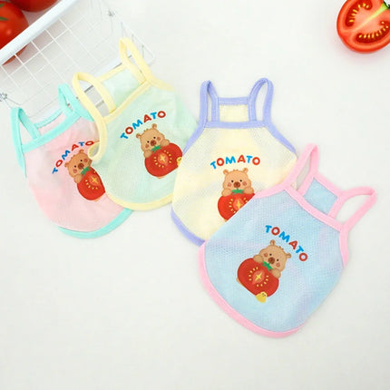 Pet Summer Breathable Ice Silk Strap Cat and Dog Cooling Clothes Cute Bear Printed Dog Clothes