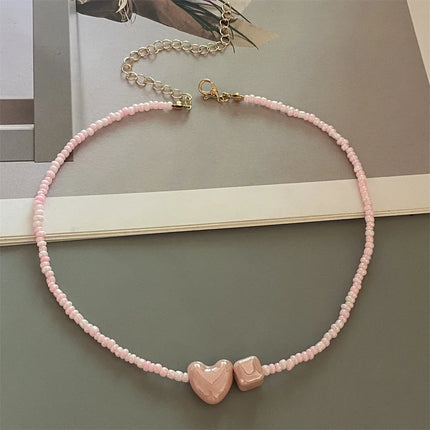 New Fashion Candy Color Choker Necklace for Women Girl Love Heart Square Geometric Short Necklace Seed Bead Neck Jewelry 2026